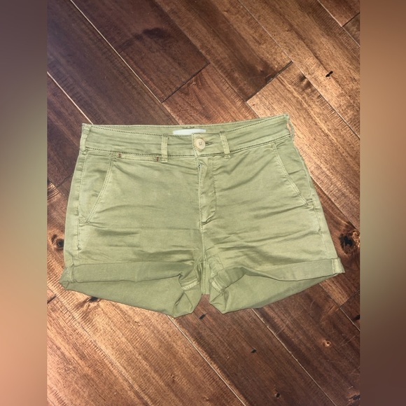 ANTHROPOLOGIE Green Mid-Rise Chino Shorts Size 26 - Picture 6 of 11